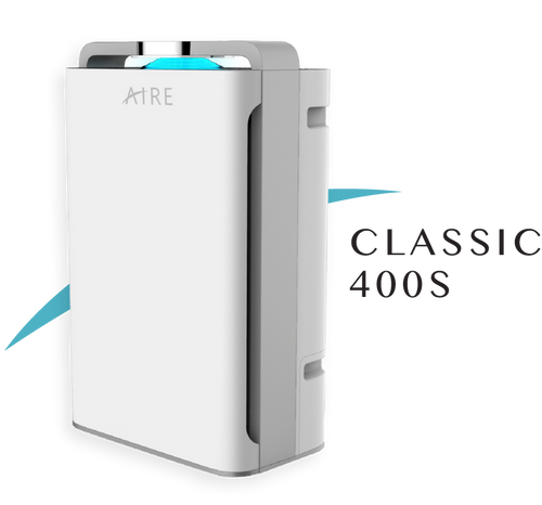 AIRE Classic 400S air purifier, white tower unit with digital display